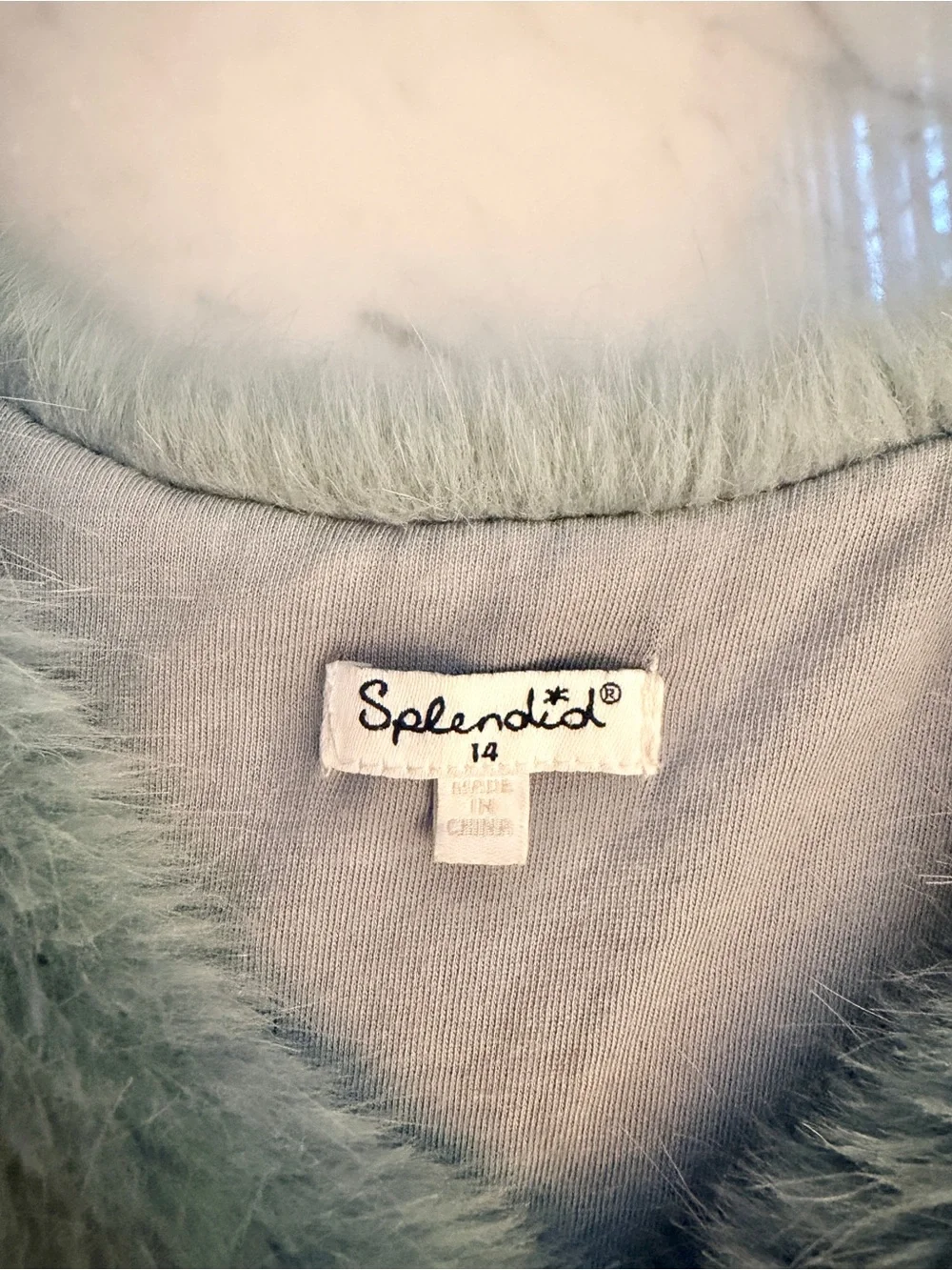 Splendid Girls Light Blue Faux Fur Vest Size 14